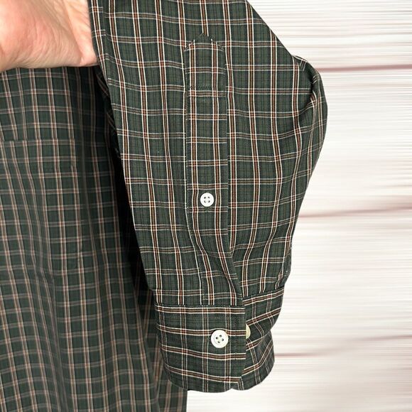 Brooks Brothers Casual Cotton Button Down Shirt Plaid Army Green Size L - Picture 8 of 12
